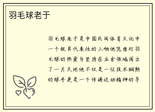 羽毛球老于
